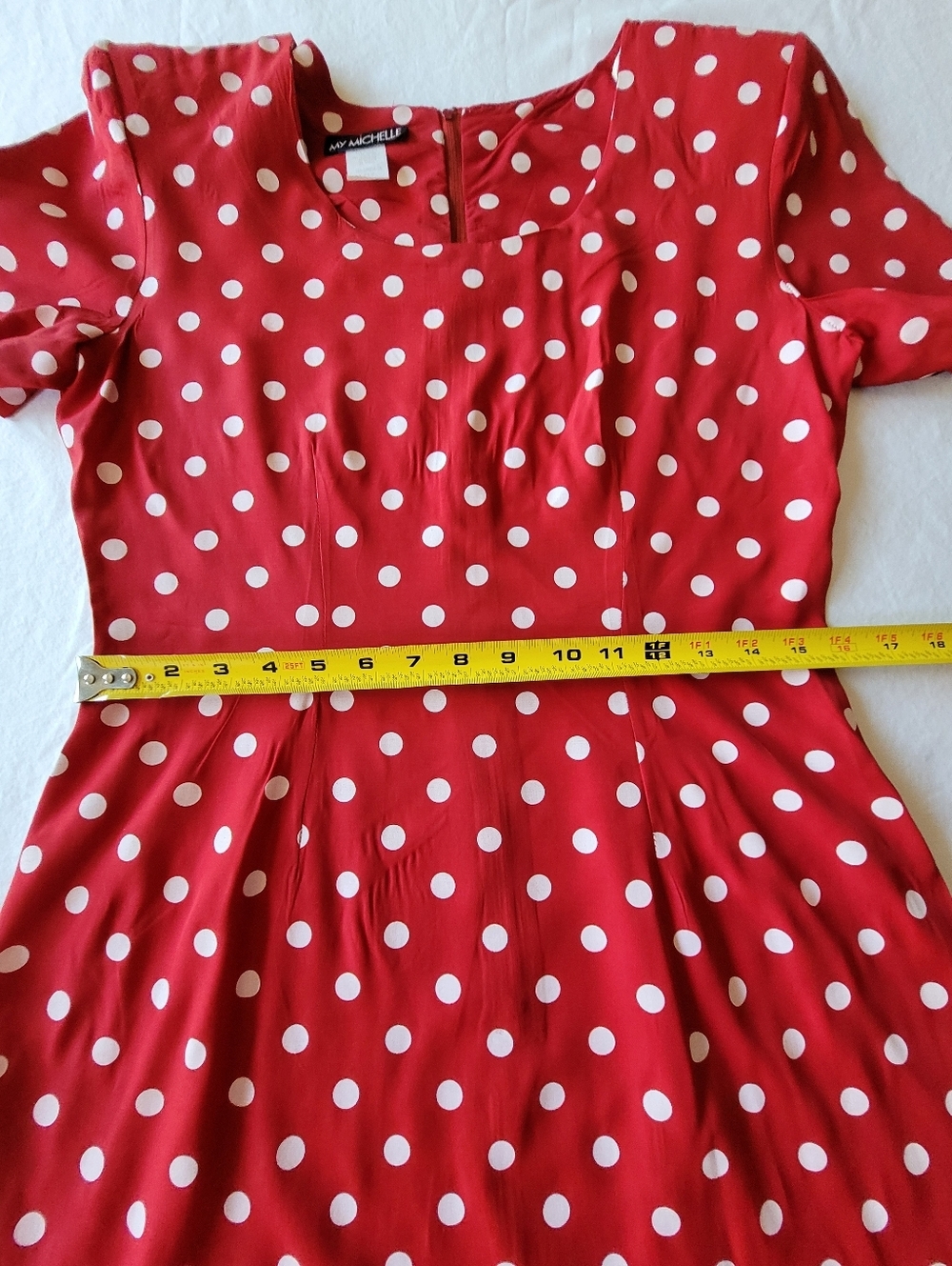 VTG My Michelle Red & White Polka Dot Mini Dress Size 11/12 - Picture 4 of 11